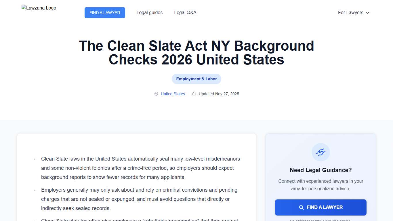 The Clean Slate Act NY Background Checks 2026 United States United States